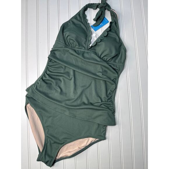NWT Cupshe One Piece Swimsuit & Tankini Alegria Scalloped Tummy Control BUNDLE M - Picture 4 of 8